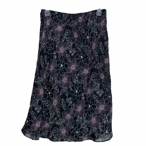 Vintage Penningtons Black,White & Pink Floral Midi Skirt